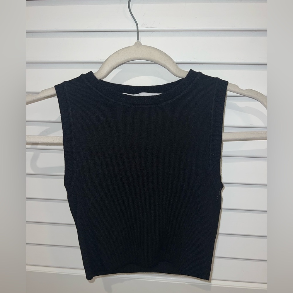 Zara black, knit, cropped, tank top Size: S